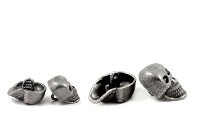 Bezelry Skull Gray Silver Metal Shank Buttons. Blazer Button Set. 3 Pcs of 25mm, 8 Pcs of 16mm - Image 3